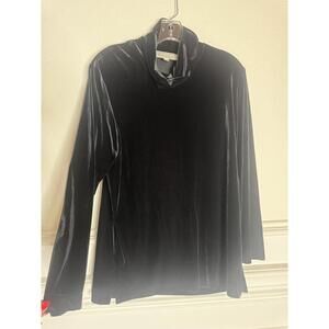 Vintage 90s Susan Bristol Mock Turtleneck Shirt Size M Black